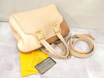 ●超美品●FENDI フェンディ●カメレオン ミニ●FF金具●カーフ レザー●2way ハンド バッグ●ベージュ キャメル●G金具●腕掛け●Js43778_画像4