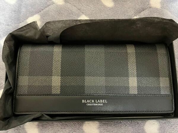 ブラックレーベルクレストブリッジ 財布　長財布　ブラック×グレーチェック　未使用品