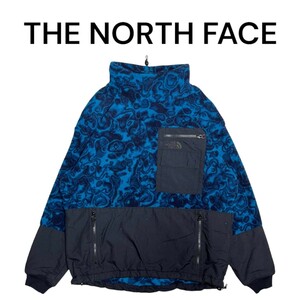 ザノースフェイス　ナイロン切り替え総柄フリースプルオーバー　ハーフドーム刺繍　THE NORTH FACE