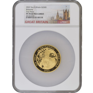 試鋳貨 2022 英国 ブリタニア 500ポンド 金貨 5オンス プルーフ NGC PF 70 UC 最高鑑定 完全未使用品 元箱付 世界で1枚のみ