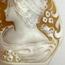 ［シェルカメオ14.1g］J 70.5ct 約61.5×50.9mm 貴婦人 CAMEO shell ルース _画像4