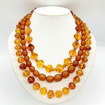 ■琥珀ネックレス3点おまとめ■j約113g コハク こはく アンバー べっ甲 べっこう amber necklace accessory jewelry DA0_画像2