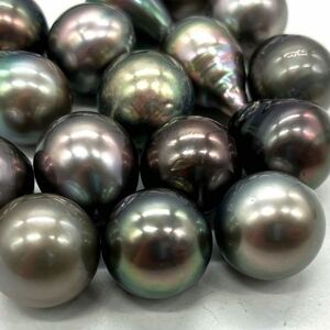 ■南洋黒蝶真珠16点おまとめ■j 約50g 約12.5~14.0mm 黒真珠 パール pearl necklace accessory ジュエリー jewelry 裸石