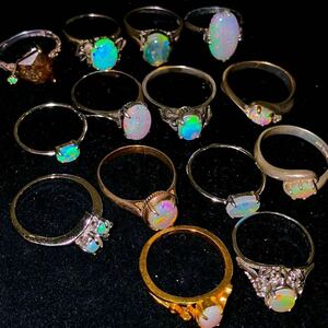 ■オパールリングおまとめ■j 重量約30.0g Opal opal White Water fire 遊色効果 ring 指輪 accessory jewelry silver 925 CE0 