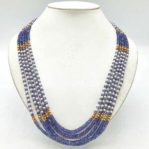 ■タンザナイト5連ネックレス■j 重量約85.0g tanzanite ゾイサイト 淡水パール 宝石 jewelry necklace accessory silver CE0