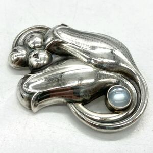 ■Georg Jensen(ジョージ ジェンセン)ブローチ■j 約9.0g Denmark 100 B ムーンストーン broach jewelry accessory silver 925 DA0