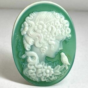 ［ストーンカメオ5.8g］J 29ct 40.1×30.1mm 花 貴婦人 flower CAMEO アンティーク antique ルース 宝石 stone