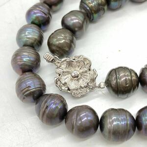■南洋黒蝶真珠ネックレス■j重量約57.5g 約10mm 黒真珠 パール pearl accessory necklaces jewelry silver EA9