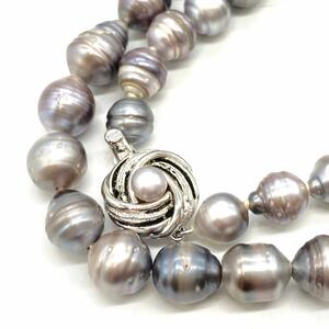 ■南洋黒蝶真珠ネックレス■f重量約48.6g 約7.5~9mm 黒真珠 パール pearl accessory necklaces jewelry silver DH0