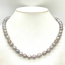 ■南洋黒蝶真珠ネックレス■f重量約48.6g 約7.5~9mm 黒真珠 パール pearl accessory necklaces jewelry silver DH0_画像2