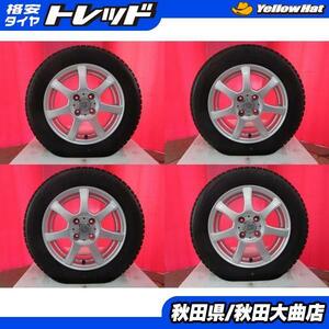 送料無料 限定1台! RACING FORCE 14 5.5 +40 4H100 中古 + BS BLIZZAK VRX 165/70R14 18年製造 中古4本セット アクア スペイド 等に