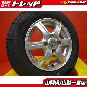 モコ アルト 145/80R13 夏タイヤセット 【中古】FEID 13X4.0+45 4H100 【新品】2022年製 ダンロップ エナセーブEC204 145/80R13 送料無料