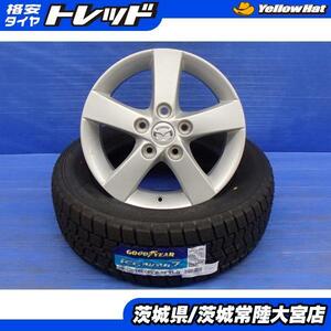 新品 スタッドレス 中古 ホイール 4本セット グッドイヤー ICENAVI7 アイスナビ7 195/65R15 マツダ 純正 15インチ 6J 5H114.3 +52.5