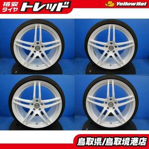 中古 希少 ヨコハマ AVS Model5 モデル5 19インチ 9J 10J +45 5H114.3 ホワイト 夏タイヤ 225/35R19 235/35R19 ４本 ピンソ 2016年製 Aotel