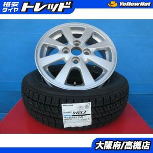 ブリヂストン 155/65R14 ブリザック VRX2 2022年製 新品 14インチ 中古 ダイハツ 純正アルミ ホイール 4本 高槻