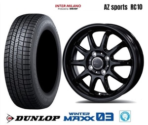 新品4本SET AZsports RC-10 ダンロップ ウインターマックス03 WM03 20年 165/65R15インチ LA900 タフト MA06 MA07系 ソリオ デリカD:2