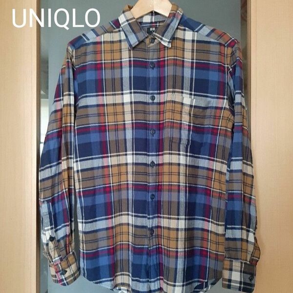 UNIQLO/ユニクロ　暖かい ボタンダウン 長袖シャツ ネルシャツ チェック S 15
