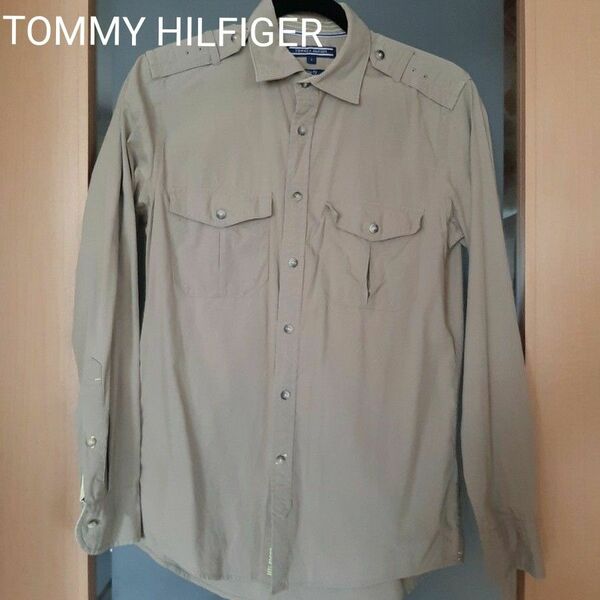 TOMMY HILFIGER　 トミーヒルフィガー　長袖シャツ　ミニタリー系　S　15