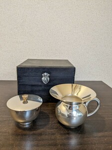 純銀 酒器 刻印あり 総重量506g 銀製　シルバー　箱付き　ティーセット　ピッチャー　カップセット　Y638　