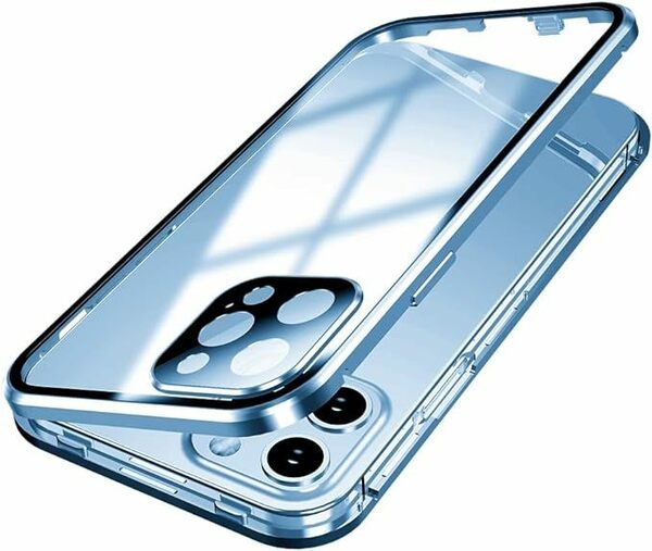 即決国内発送■ダブル安全ロック付き iPhone13 Pro ケース レンズ保護カバー付き 表裏両面ガラス アルミバンパー 13プロ ケース