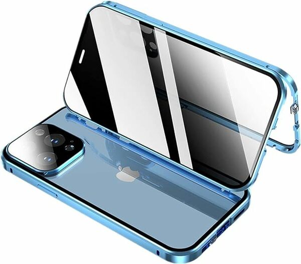 即決■ダブルロック付き+前後強化ガラス+レンズカバー一体型 覗き見防止 iphone13Pro ケース アルミ合金 強力磁石 アイフォン13 プロ