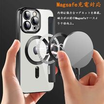 iPhone 15 pro max クリアケース アイフォン15 プロ マックス レザーケース iPhone 15 pro max カバー 透明 MagSafe充電 手帳型 ブラック_画像3