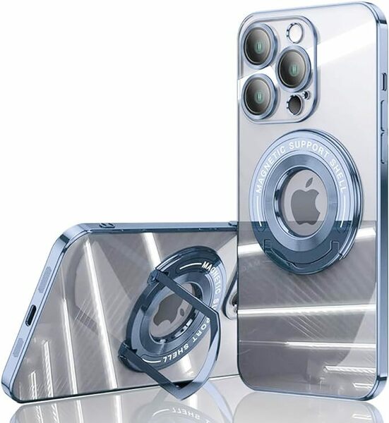 iPhone15ケース クリア リング付き メッキ仕上げ レンズカバー付き ソフトTPU MagSafe対応 ラップホール付きアイフォン15 カバー