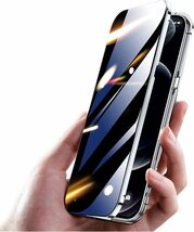 即国内発送■ダブルロック付き+前後強化ガラス+レンズカバー一体型 覗き見防止 iphone13Pro ケース アルミ合金 強力磁石 アイフォン13 プロ_画像7