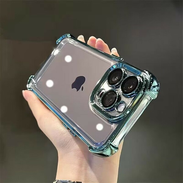 即決◆iPhone 15 クリアケース アイフォン15 ケース iPhone15 カバー 透明 メッキ加工 耐衝撃 レンズ保護