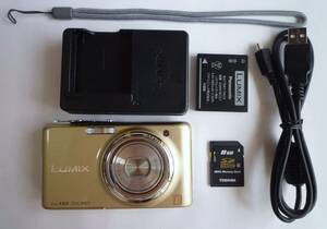 良品　Panasonic パナソニック　LUMIX　ルミックス　DMC-FX77 レオパードゴールド　デジタルカメラ　デジカメ　DE-A91