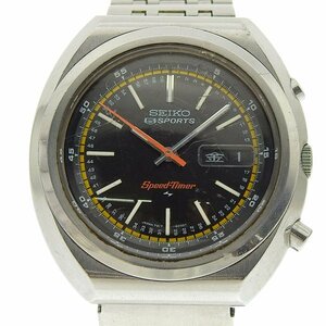 1円 訳あり セイコー SEIKO 7017-6030 自動巻き スピードタイマー 黒文字盤 SS×SS メンズ 腕時計