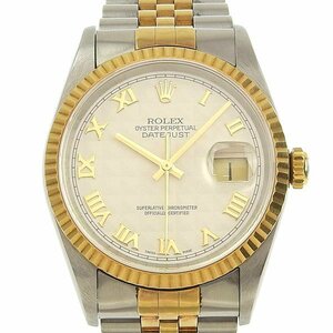 1円 稼働 ロレックス ROLEX 16233 P番台 自動巻き デイトジャスト アイボリー系 SS/YG×SS/YG メンズ 腕時計