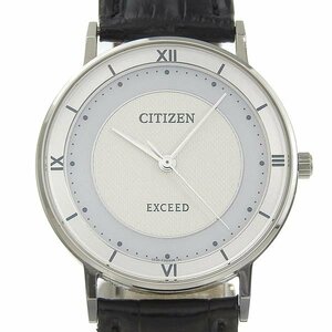 1円 稼働 シチズン CITIZEN G530-T014216 ソーラー エクシード 白文字盤 SS×レザー メンズ 腕時計