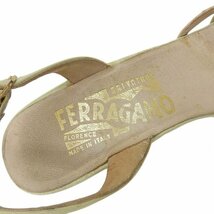 1円 ◆ジャンク◆ フェラガモ Salvatore Ferragamo レザー バックストラップ サンダル 黄緑 [Y02080]_画像9