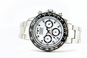 102　TECHNOS CHRONOGRAPH QZ　　TSM411　　テクノス クロノグラフ ホワイト文字盤 クォーツ メンズ 腕時計 純正ブレス