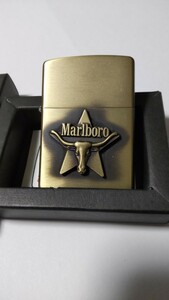 未使用　Marlboro　Zippo　Brass　マルボロ　ジッポー　ブラス　ロゴメタル貼り　懸賞当選品　1992年製造　希少品　専用紙箱入り　新品