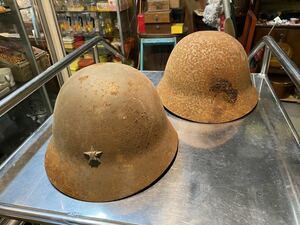 旧日本軍 青年団　戦前 鉄製 陸軍 ヘルメット ミリタリー 当時物 テッパチ　2個セット　鉄帽 時代物　ジャンク