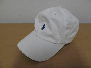 (55956)Polo Ralph Lauren　ポロラルフローレン　コットン　キャップ　ロゴ　ホワイト　USED