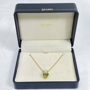 1円〜 TASAKI タサキ 田崎真珠 ネックレス ゴールド K18 750 6.3g / ダイヤ 0.04ct / ペリドット 2.19ct 箱付き レディース アクセサリー 