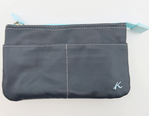 K02-16 Kitamura Kitamura K Logo кожа Mini сумка Mini бумажник темно-синий / голубой 