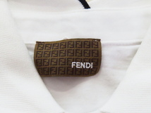 K02 FENDI フェンディ 1Pロゴ 半袖 ポロシャツ 44 ホワイト_画像5