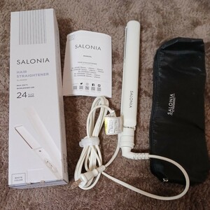 SALONIA ダブルイオン ストレートヘアアイロン 24mm SL-004SW （ホワイト） サロニア ストレートアイロン ストレート