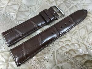  free shipping genuine article crocodile 20mm dark brown fine quality wani leather arm belt for clock 