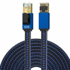 CAT8 LANケーブル0.3M カテゴリー8 イーサネットケーブル RJ45平型ナイロン編組LANケーブル 超高速対応 40GbpsBASE-T