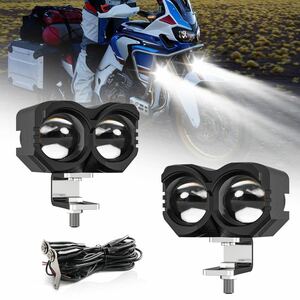 フォグランプ バイク ワークライト 作業灯 led スポットライト バイク補助灯 30W 色温度 3000K-6000K イエロー（3000K)+ホワイト（6000K） 