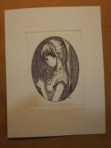 ★旧萌銅版画 　Engraving　copperprint　銅版画　紙幣　旧札　日本円　手描きイラスト　かわいい　art 版画　絵画　エングレーヴィング