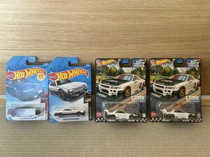 Hot Wheels 4台セット LB ER34 SUPER SILHOUETTE NISSAN SKYLINE 2台 + ベーシックカーNISSAN SKYLINE GT-R BNR32 + RS KDR30ブールバード 