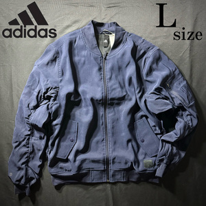 1円〜 adidas アディダス ID2.0 ボンバージャケット Lsize 紺 ネイビー ウェア 伸縮性 ゆるい 秋 冬 保温 アウター ゴルフ 裏起毛 パーカー