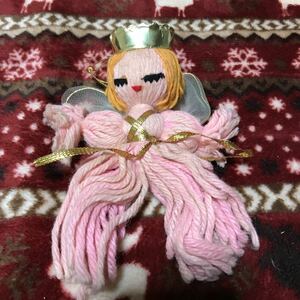 73番@超レア 未使用品 昭和レトロポップ ピンクの可愛い毛糸の天使マスコット 日本製