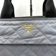 極希少【現行近】プラダ PRADA 2WAYトートバッグ ショルダーバッグ ハンドバッグ キルティング ナイロン レザー グレー ブラック 黒_画像3